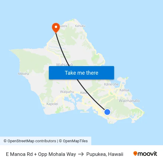 E Manoa Rd + Opp Mohala Way to Pupukea, Hawaii map