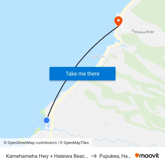 Kamehameha Hwy + Haleiwa Beach Park to Pupukea, Hawaii map