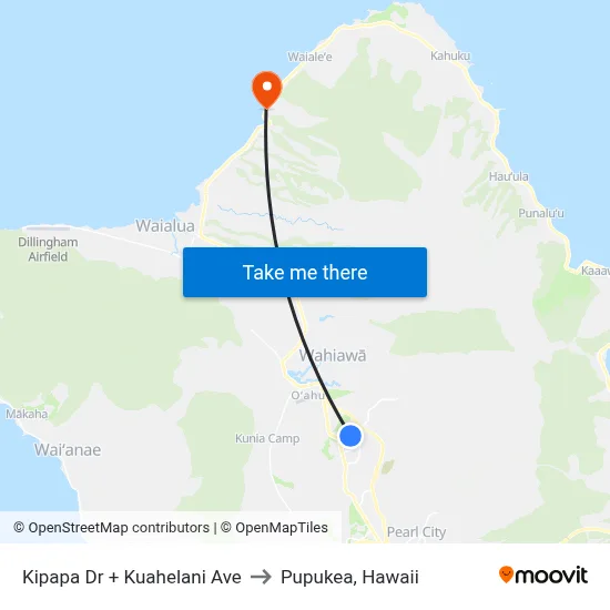 Kipapa Dr + Kuahelani Ave to Pupukea, Hawaii map