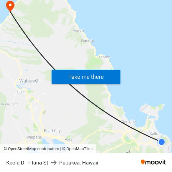 Keolu Dr + Iana St to Pupukea, Hawaii map