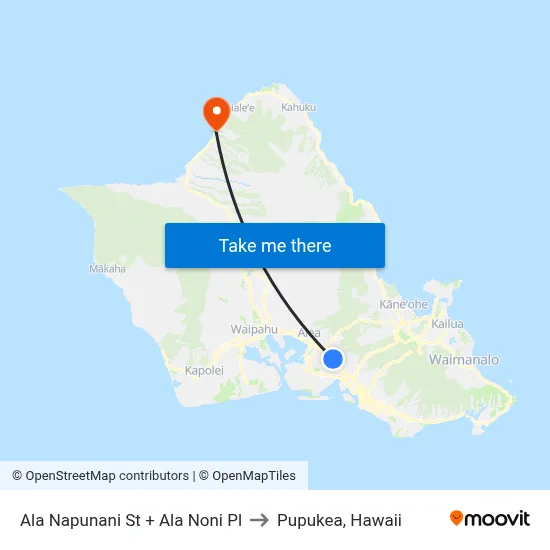 Ala Napunani St + Ala Noni Pl to Pupukea, Hawaii map