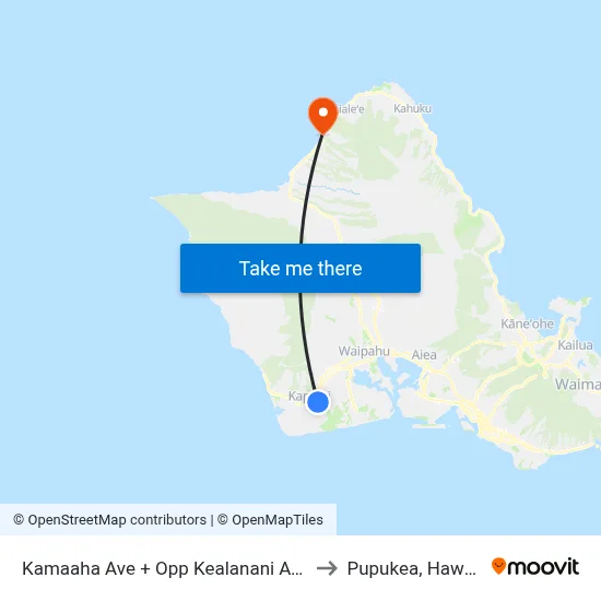 Kamaaha Ave + Opp Kealanani Ave to Pupukea, Hawaii map