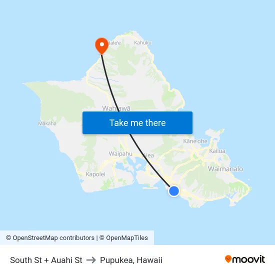 South St + Auahi St to Pupukea, Hawaii map