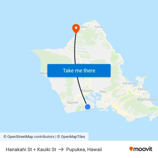 Hanakahi St + Kauiki St to Pupukea, Hawaii map
