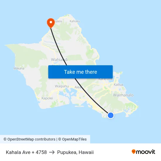 Kahala Ave + 4758 to Pupukea, Hawaii map
