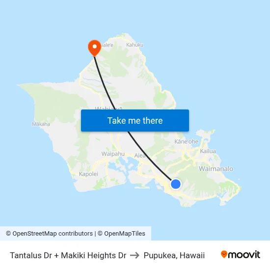 Tantalus Dr + Makiki Heights Dr to Pupukea, Hawaii map