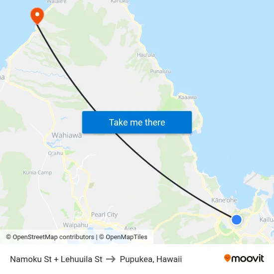 Namoku St + Lehuuila St to Pupukea, Hawaii map