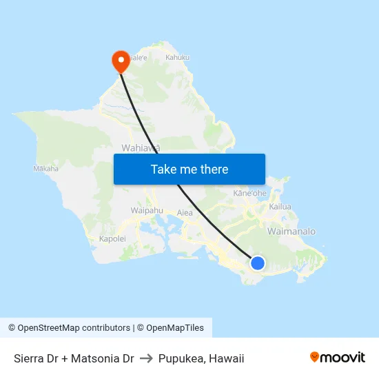 Sierra Dr + Matsonia Dr to Pupukea, Hawaii map