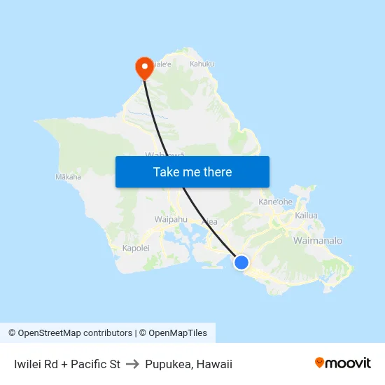 Iwilei Rd + Pacific St to Pupukea, Hawaii map
