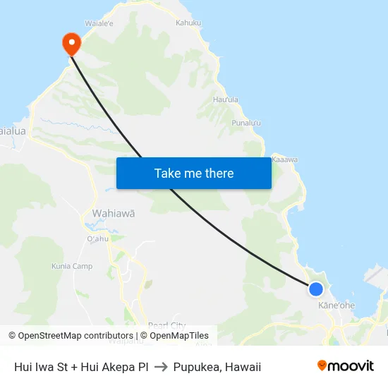 Hui Iwa St + Hui Akepa Pl to Pupukea, Hawaii map