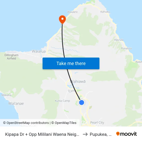 Kipapa Dr + Opp Mililani Waena Neighborhood Park to Pupukea, Hawaii map