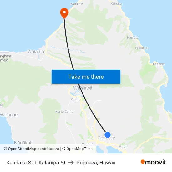 Kuahaka St + Kalauipo St to Pupukea, Hawaii map