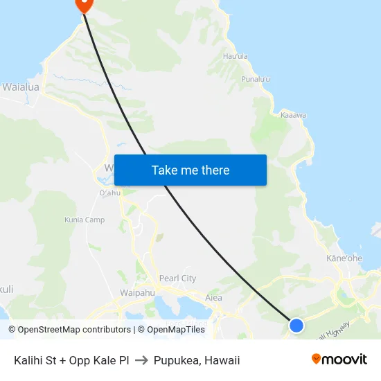 Kalihi St + Opp Kale Pl to Pupukea, Hawaii map