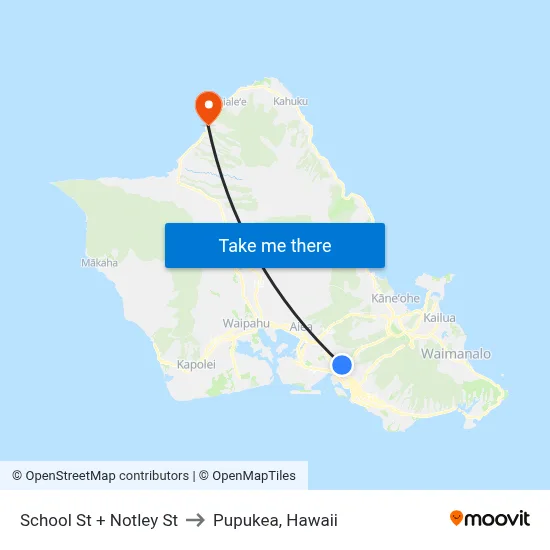 School St + Notley St to Pupukea, Hawaii map