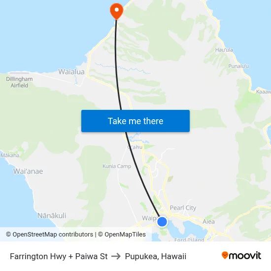 Farrington Hwy + Paiwa St to Pupukea, Hawaii map