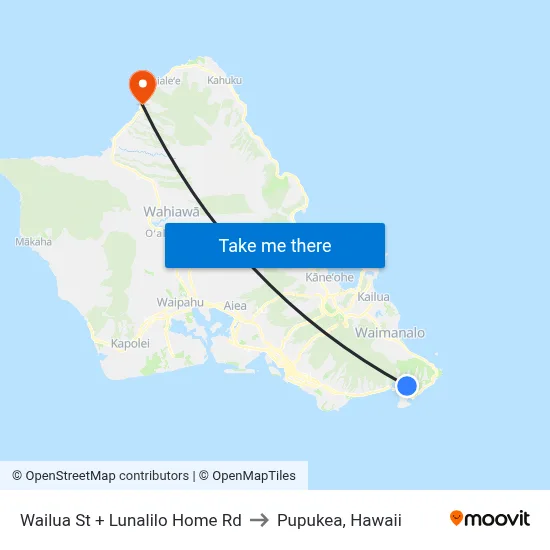 Wailua St + Lunalilo Home Rd to Pupukea, Hawaii map