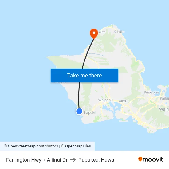 Farrington Hwy + Aliinui Dr to Pupukea, Hawaii map
