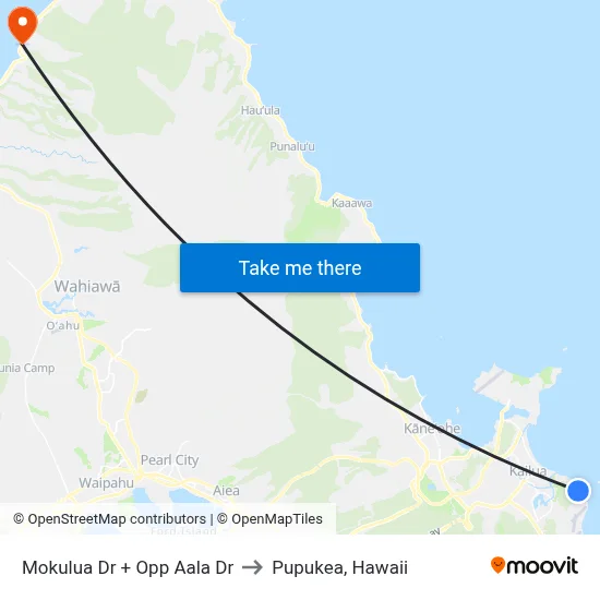 Mokulua Dr + Opp Aala Dr to Pupukea, Hawaii map