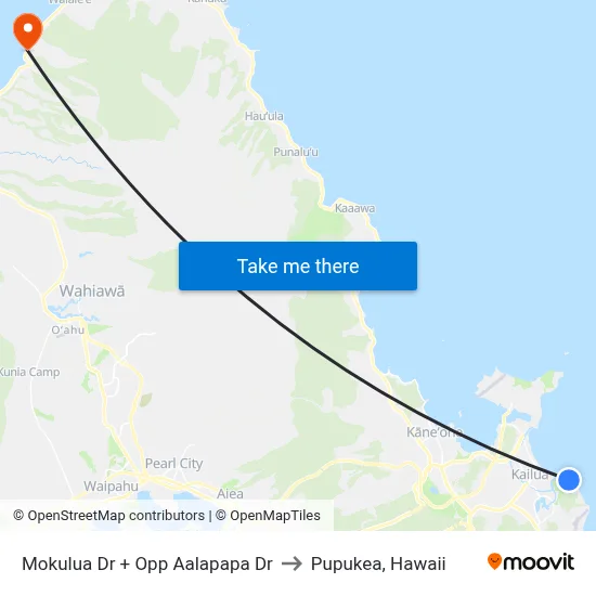 Mokulua Dr + Opp Aalapapa Dr to Pupukea, Hawaii map