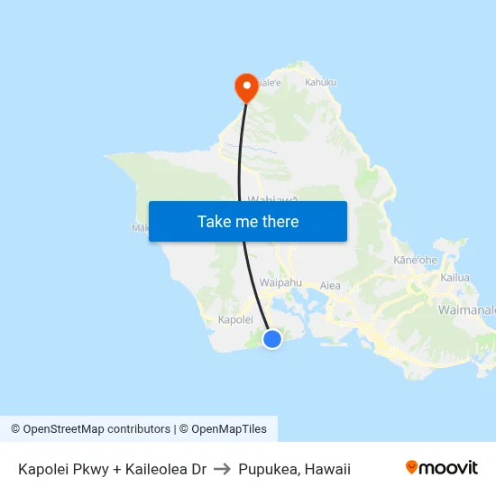 Kapolei Pkwy + Kaileolea Dr to Pupukea, Hawaii map