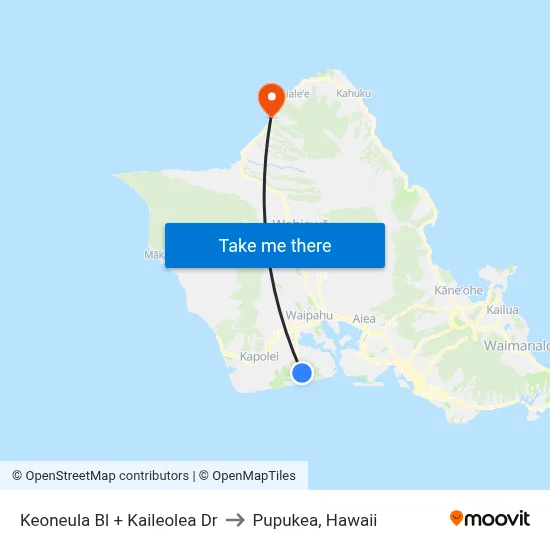 Keoneula Bl + Kaileolea Dr to Pupukea, Hawaii map
