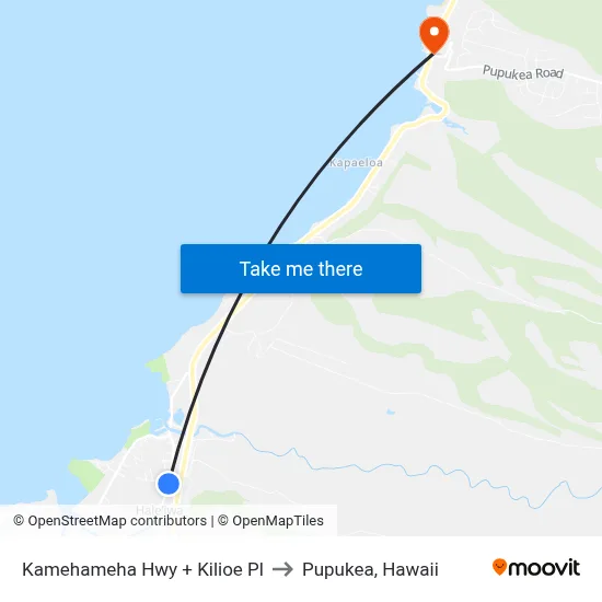 Kamehameha Hwy + Kilioe Pl to Pupukea, Hawaii map