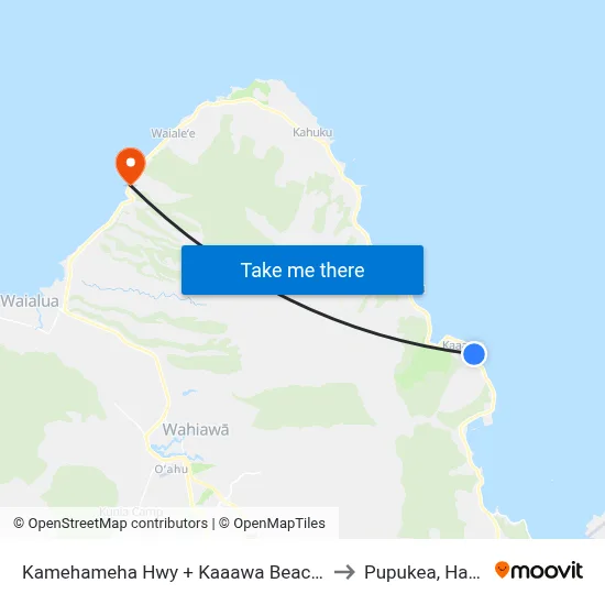 Kamehameha Hwy + Kaaawa Beach Park to Pupukea, Hawaii map