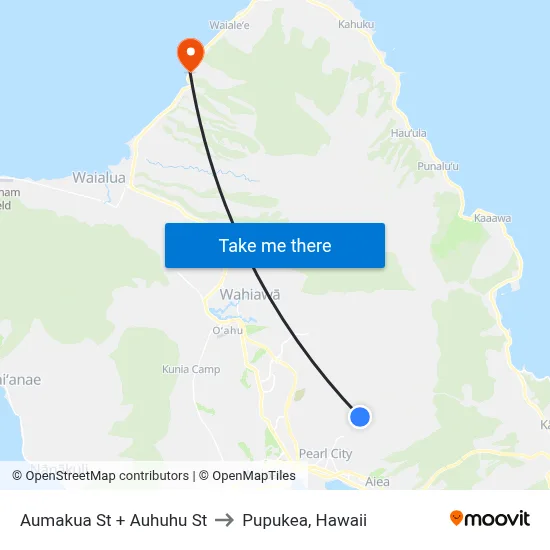 Aumakua St + Auhuhu St to Pupukea, Hawaii map