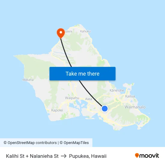 Kalihi St + Nalanieha St to Pupukea, Hawaii map