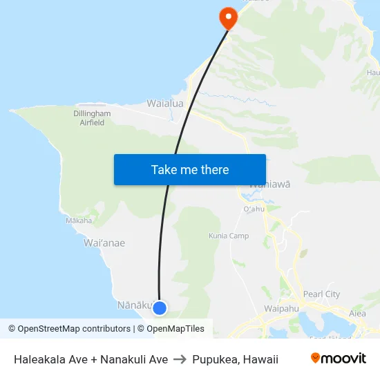 Haleakala Ave + Nanakuli Ave to Pupukea, Hawaii map