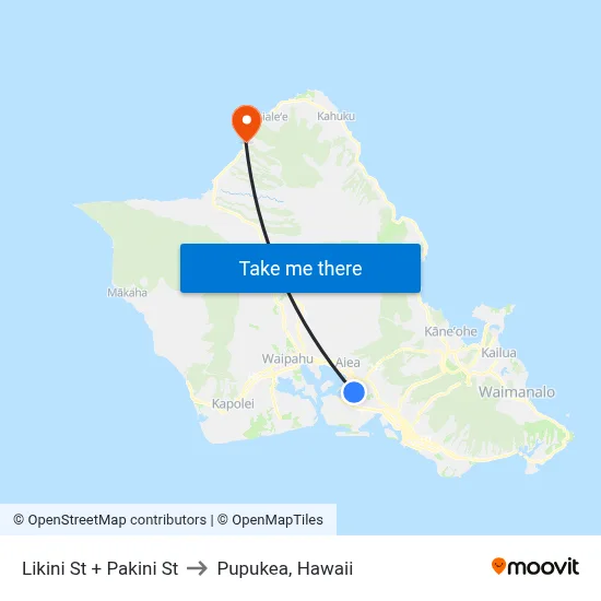 Likini St + Pakini St to Pupukea, Hawaii map