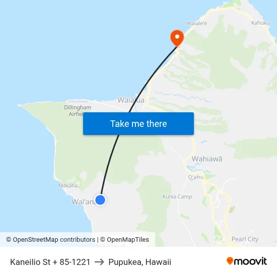 Kaneilio St + 85-1221 to Pupukea, Hawaii map