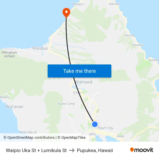 Waipio Uka St + Lumikula St to Pupukea, Hawaii map