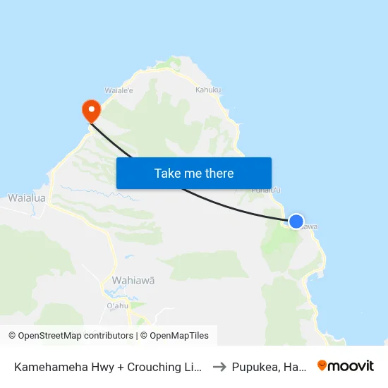 Kamehameha Hwy + Crouching Lion Inn to Pupukea, Hawaii map