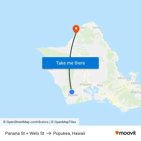 Panana St + Welo St to Pupukea, Hawaii map