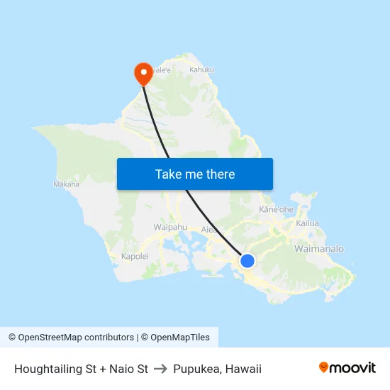 Houghtailing St + Naio St to Pupukea, Hawaii map
