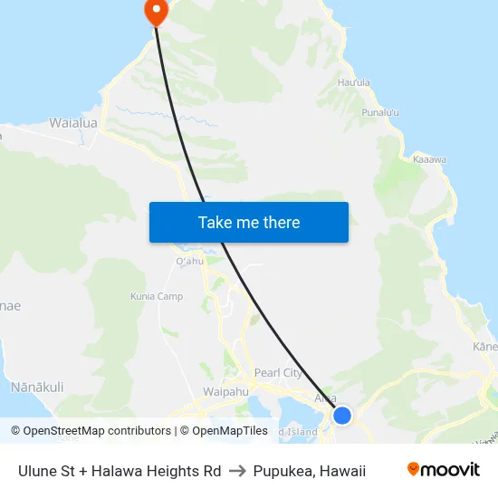 Ulune St + Halawa Heights Rd to Pupukea, Hawaii map