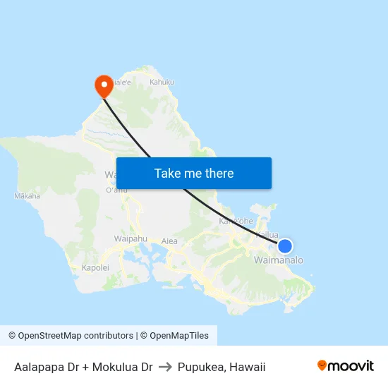 Aalapapa Dr + Mokulua Dr to Pupukea, Hawaii map