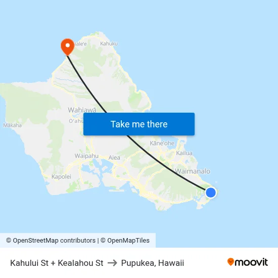 Kahului St + Kealahou St to Pupukea, Hawaii map