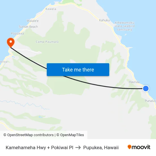Kamehameha Hwy + Pokiwai Pl to Pupukea, Hawaii map
