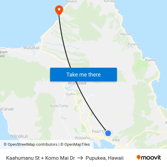 Kaahumanu St + Komo Mai Dr to Pupukea, Hawaii map