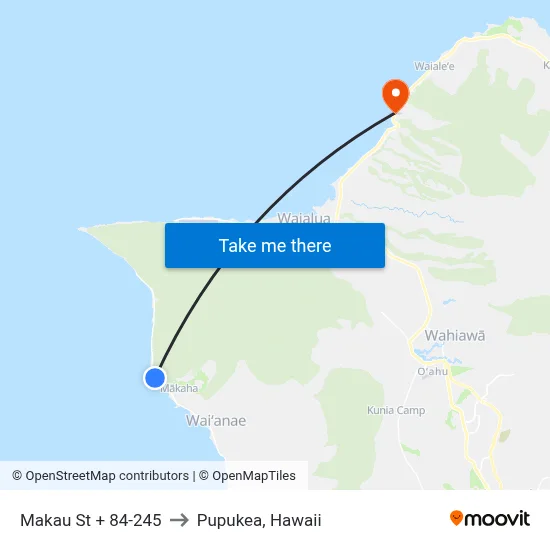 Makau St + 84-245 to Pupukea, Hawaii map