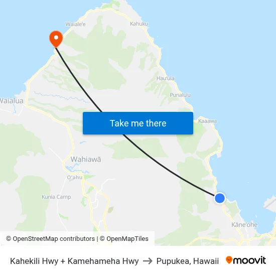 Kahekili Hwy + Kamehameha Hwy to Pupukea, Hawaii map