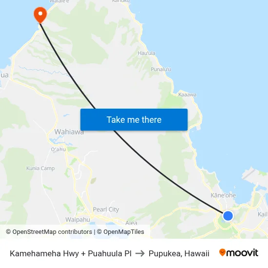 Kamehameha Hwy + Puahuula Pl to Pupukea, Hawaii map