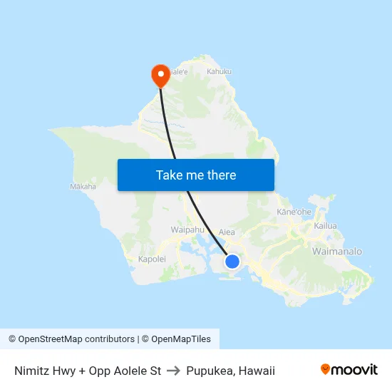 Nimitz Hwy + Opp Aolele St to Pupukea, Hawaii map
