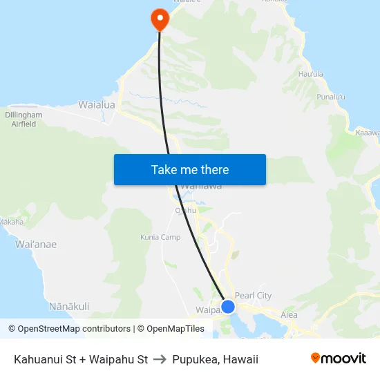 Kahuanui St + Waipahu St to Pupukea, Hawaii map