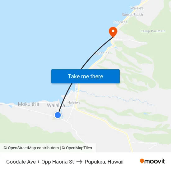Goodale Ave + Opp Haona St to Pupukea, Hawaii map