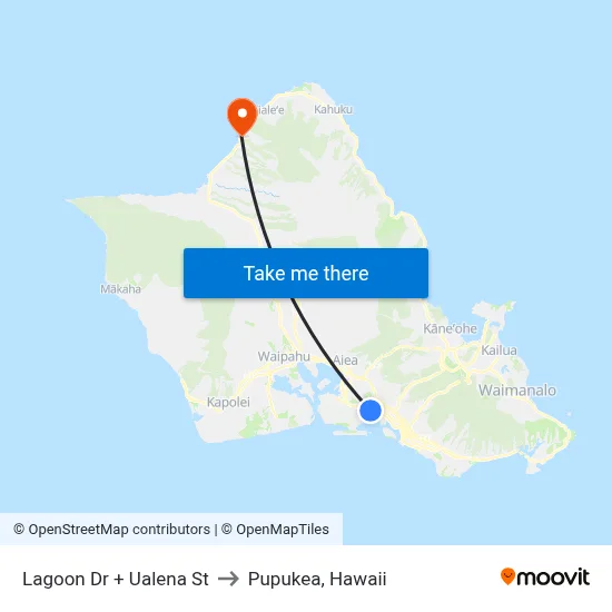 Lagoon Dr + Ualena St to Pupukea, Hawaii map