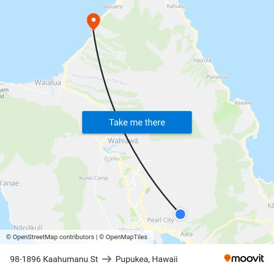 98-1896 Kaahumanu St to Pupukea, Hawaii map