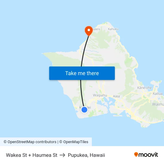 Wakea St + Haumea St to Pupukea, Hawaii map